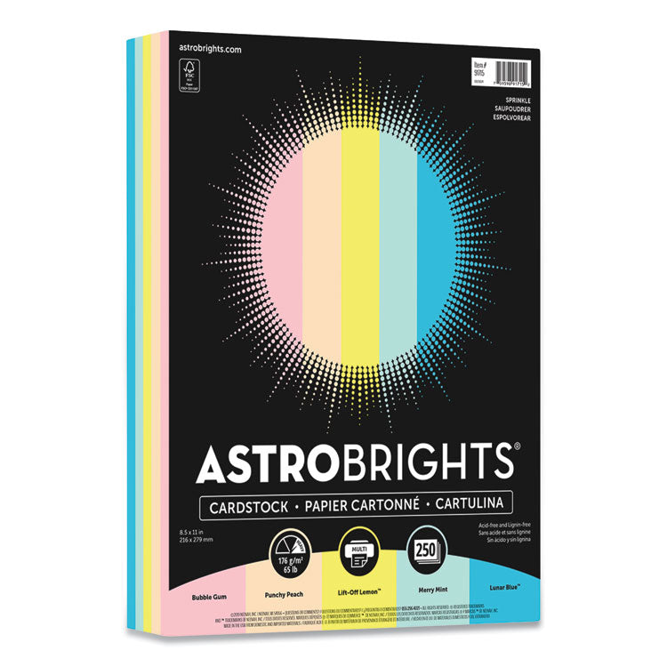 Astrobrights Color Cardstock, 65 lb Cover Weight, 8.5 x 11, Assorted Colors, 250/Pack (WAU91715) Pack of 250