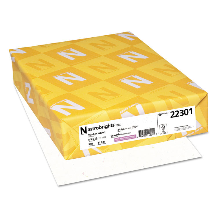 Astrobrights Color Paper, 24 lb Bond Weight, 8.5 x 11, Stardust White, 500 Sheets/Ream (WAU22301) 1 Ream