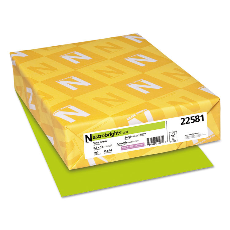 Astrobrights Color Paper, 24 lb Bond Weight, 8.5 x 11, Terra Green, 500/Ream (WAU22581) 1 Ream