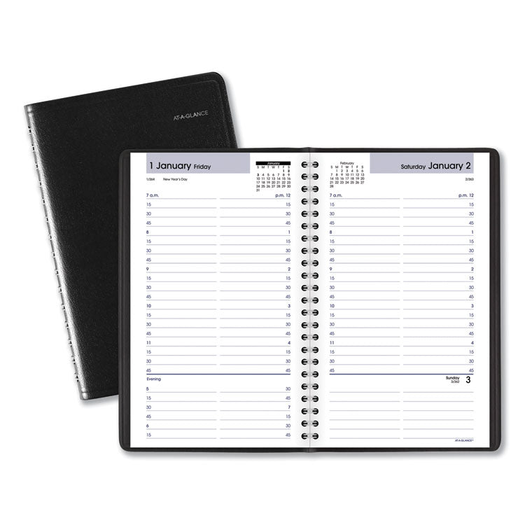 AT-A-GLANCE DayMinder Daily Appointment Book, 8.5 x 5.5, Black Cover, 12-Month (Jan to Dec): 2026 (AAGG10000) Each