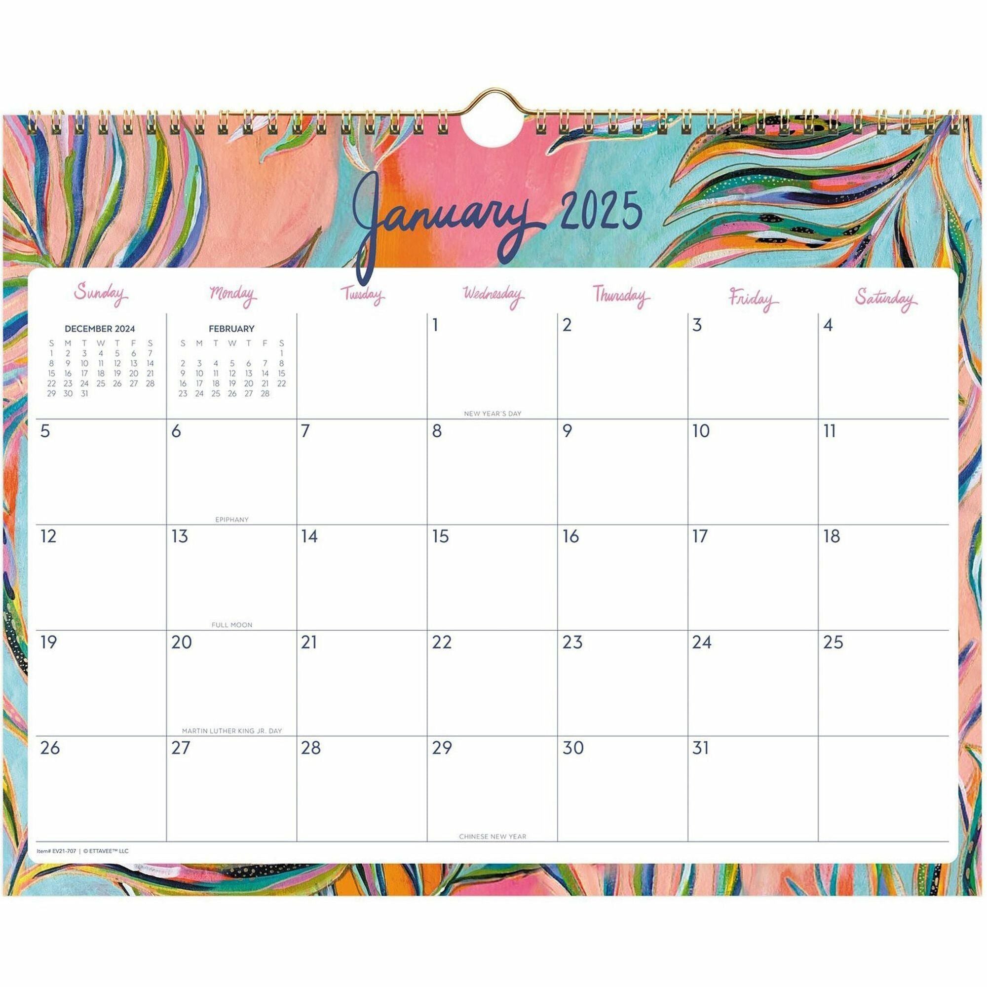 At-A-Glance EttaVee Monthly Wall Calendar, 12 Month, January 2026 to December 2026 (AAGEV21707) Each