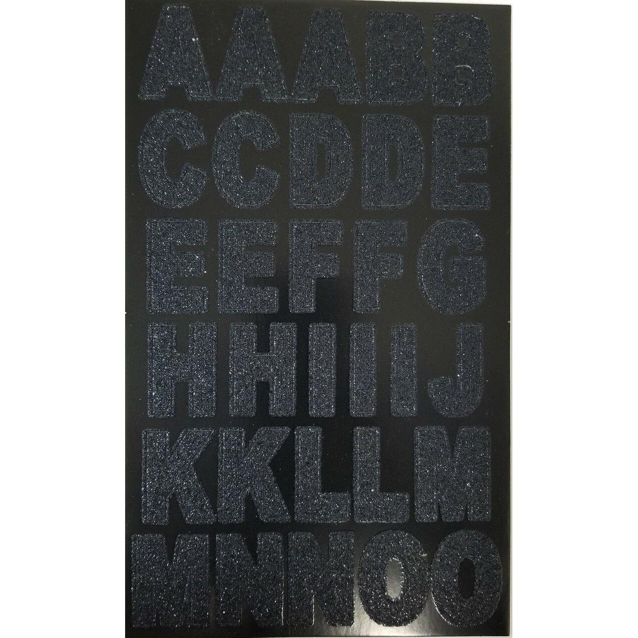 GLITTER ALPHABET STICKER BLACK 1" 2 SHEET