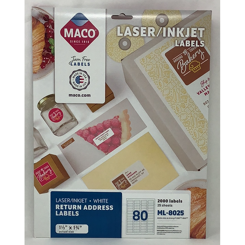 LABELS RETURN ADDRESS 1/2" X 1-3/4" WHITE 2000 PC
