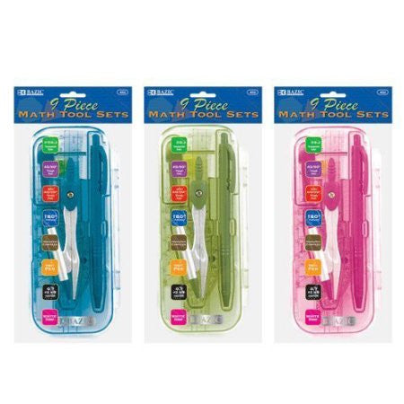 MATH TOOL SETS BRIGHT COLOR 9 PCPink