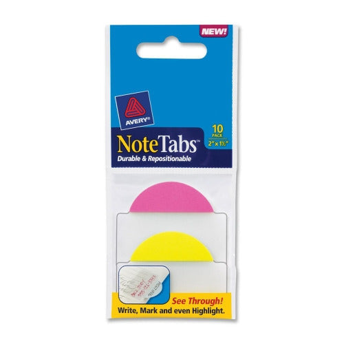 NOTE TABS OVAL PINK/ YELLOW 2 X 1-1/2" PQ.10