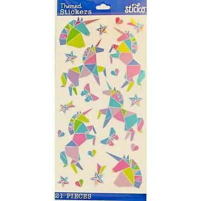 ORIGAMI UNICORN METALLIC STICKER 21PCS