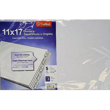 PAPER INDEX DIVIDER 5 TAB WHITE LEGAL CLEAR TAB