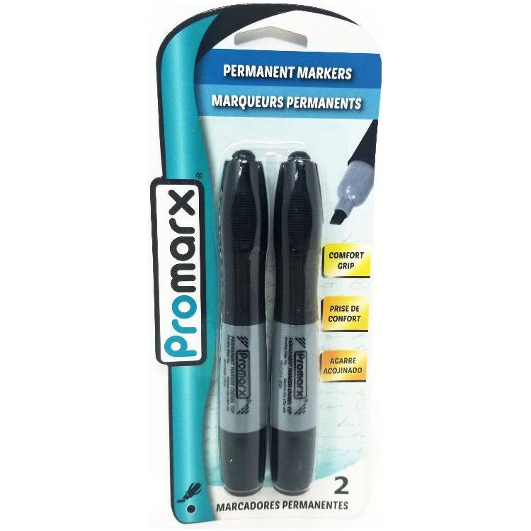 PERMANENT MARKERS W/GRIP BLACK CHISEL TIP PQ.2