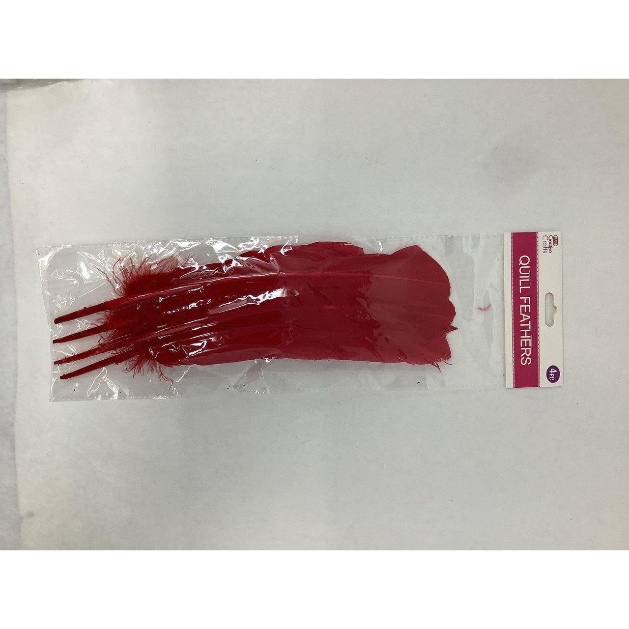 QUILL FEATHER 10"-12" 4PC RED