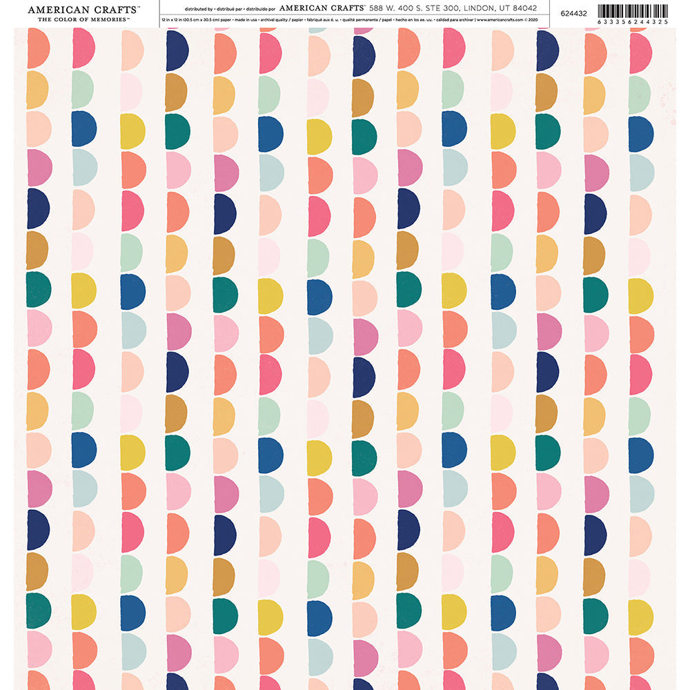 RAINBOW CIRCLES PATTERNED PAPER SINGLE-SIDED 12X12
