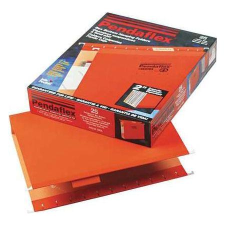 REINFORCED HANGING FOLDERS 2" ORANGE LETTER BOX/25
