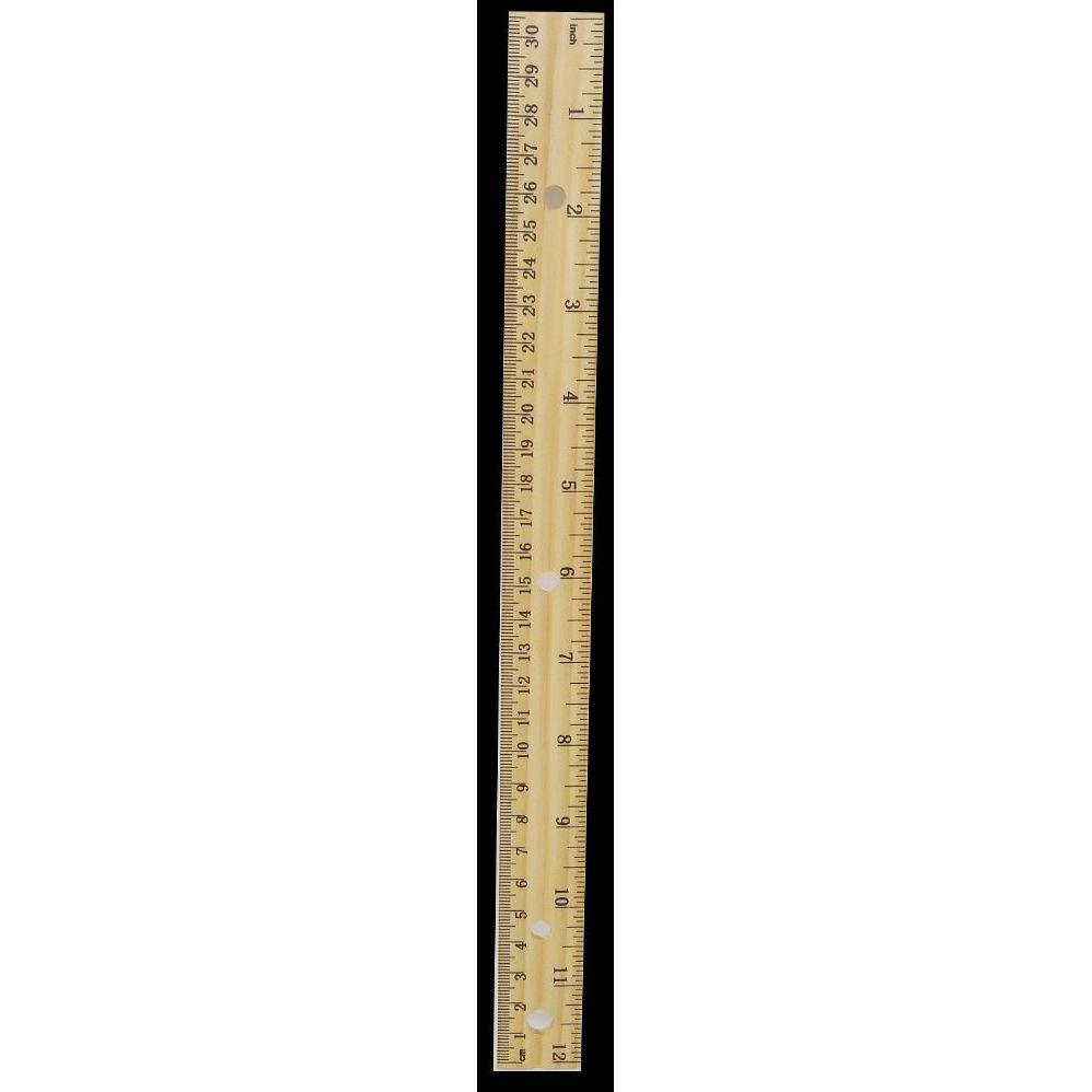 RULER 12" WOODEN SCHOOL SINGLE METAL, 3-RING