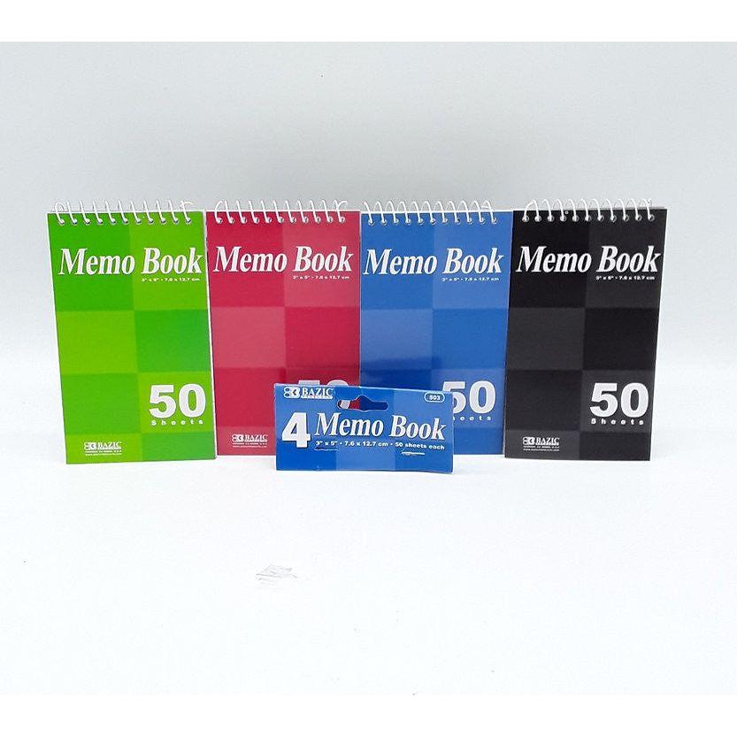 SPIRAL MEMO BOOK 50CT 3"X5" PQ.4