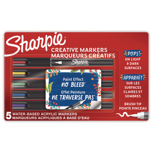 MARKER,BRUSH,5PK,AST