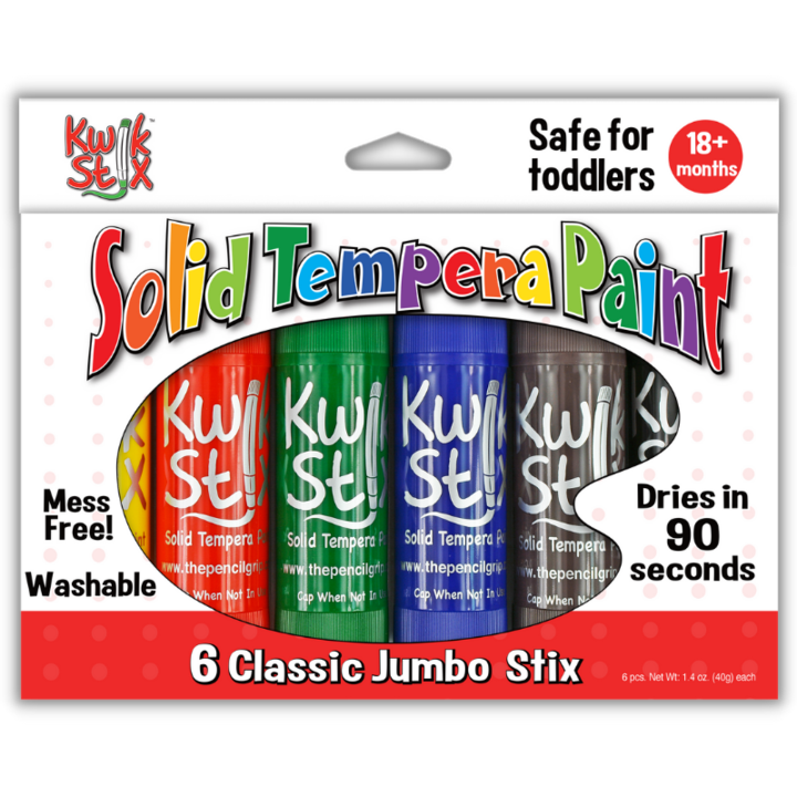 Jumbo Kwik Stix Tempera Paint Sticks, 6 Classic Colors (TPG-646)