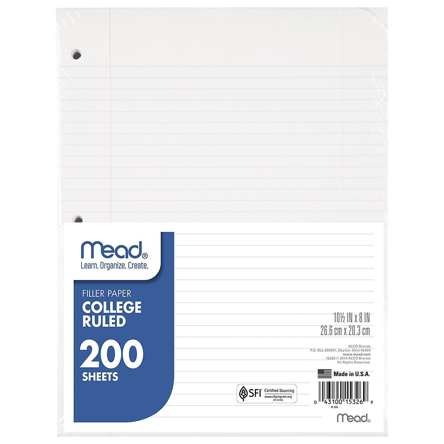 Mead Loose Leaf Filler Paper 200ct CR (15326) College Ruled
