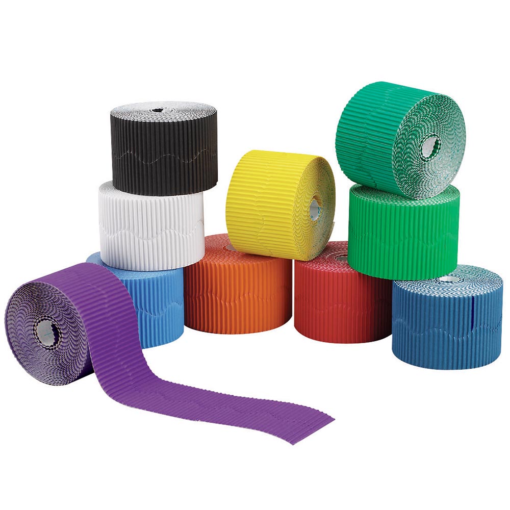 Pacon Bordette Scalloped Decorative Border, 2-1/4 in X 50 ft, Assorted ColorsBrown (P37024)