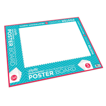 Pacon Premium Poster Board, White, 22" x 28", 5 Sheets (PCAR 38673)