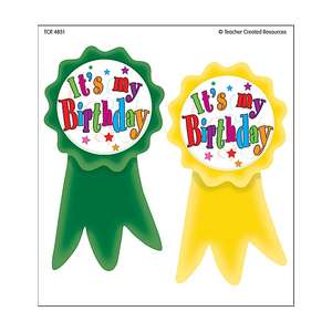 Teacher Created Birthday Ribbons Wear 'Em Badges (TCR 4851)