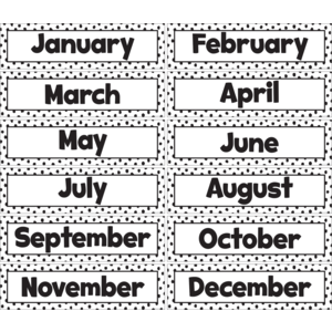 Teacher Created Black Painted Dots on White Monthly Headliners (TCR 7082)