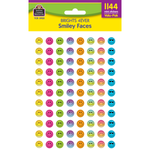 Teacher Created Brights 4Ever Smiley Faces Mini Stickers Valu-Pak, 1,144 Mini Stickers, '' (TCR 3925)