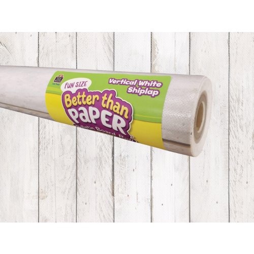 Teacher Created Fun Size Vertical White Shiplap Better Than Paper Bulletin Board Roll, 18" x 12" (TCR 77402)
