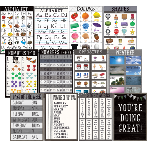 Teacher Created Modern Farmhouse Early Learning Small Poster Pack, 11" x 15"(TCR7455)