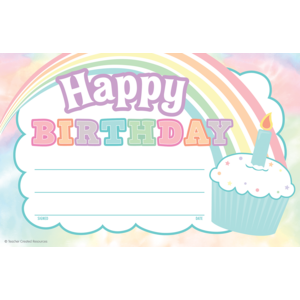 Teacher Created Pastel Pop Happy Birthday Awards, 8" x 5", 30 Pack (TCR 8447)
