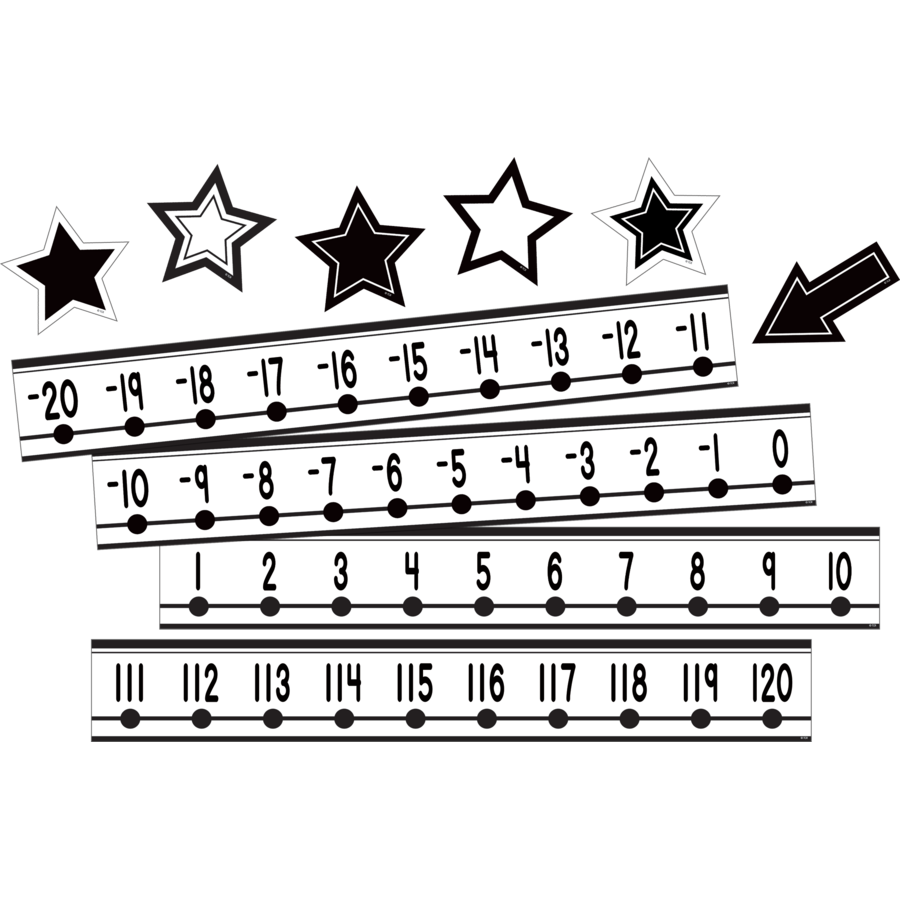 Teacher Created Resources Black and White Number Line (-20 to 120) Mini Bulletin Board (TCR 6806)