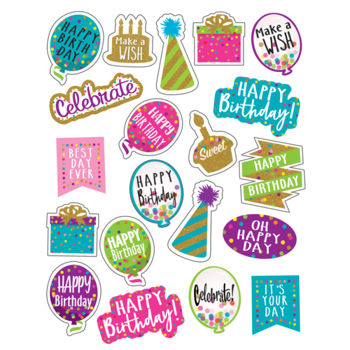 Teacher Created Resources Confetti Happy Birthday Stickers (TCR 8585)