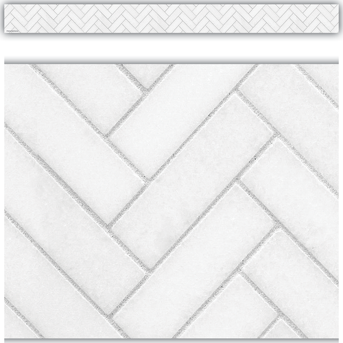 Teacher Created Resources Modern Farmhouse White Herringbone Straight Border Trim (TCR8514)