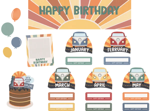Teacher Created Resources Moving Mountains Road Trip Happy Birthday Mini Bulletin Board (TCR 9228)