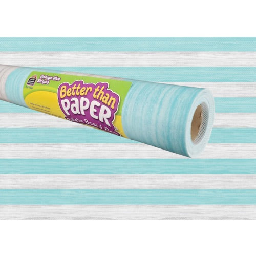 Teacher Created VINTAGE BLUE STRIPES Better Than Paper Bulletin Board Roll,  4' x 12' (TCR 77465)