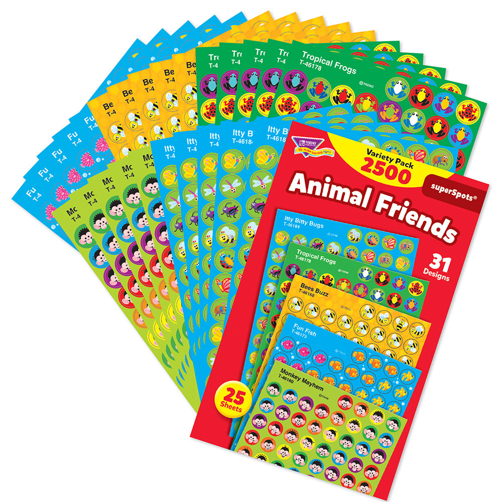 Trend Animal Friends superSpots Variety Pack 2500 Stickers (T46915)