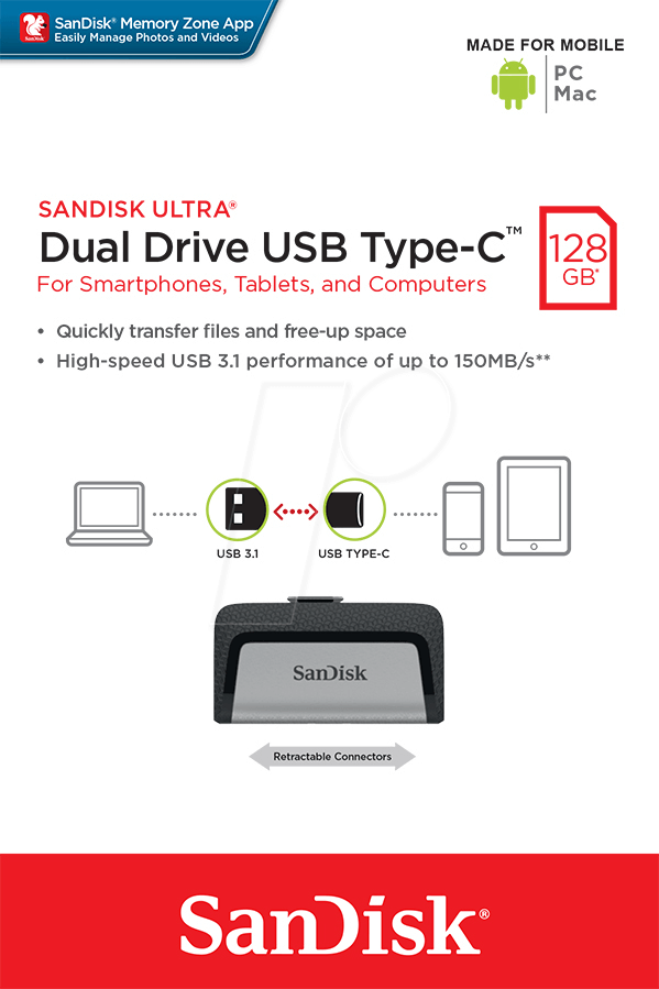 SanDisk Ultra 128GB Dual Drive USB Type-C