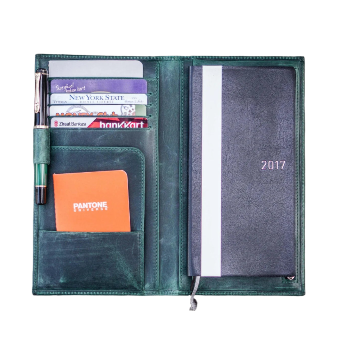 Galen Leather Hobonichi Weeks Mega Cover - Crazy Horse Forest Green