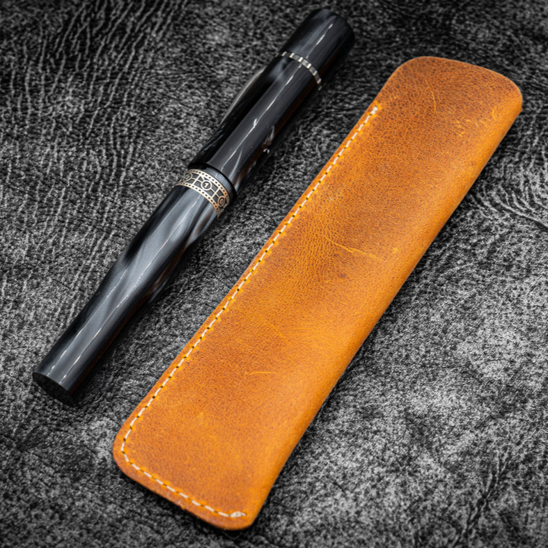Galen Leather Single Fountain Pen Sleeve - Crazy Horse Brown