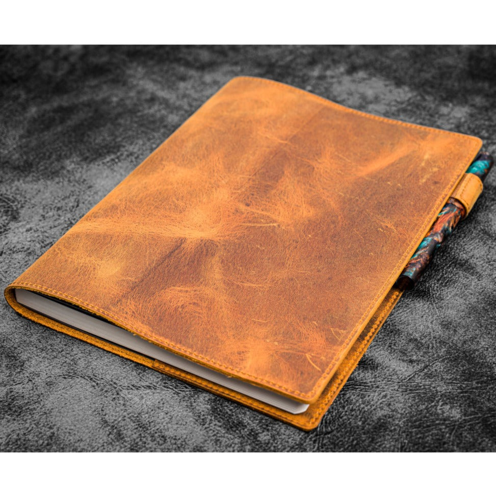 Galen Leather Slim B5 Notebook/Planner Cover - Crazy Horse Brown
