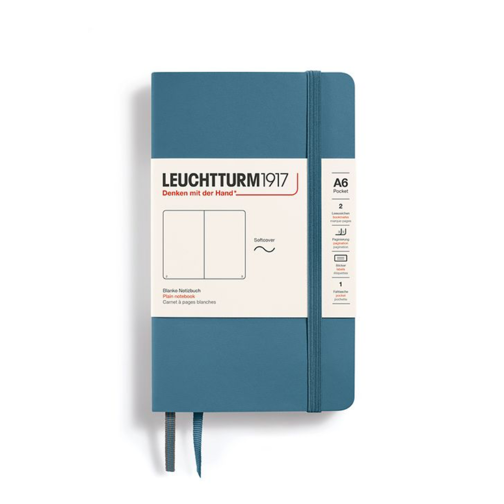 Leuchtturm1917 A6 Pocket Softcover Plain Notebook - Stone Blue