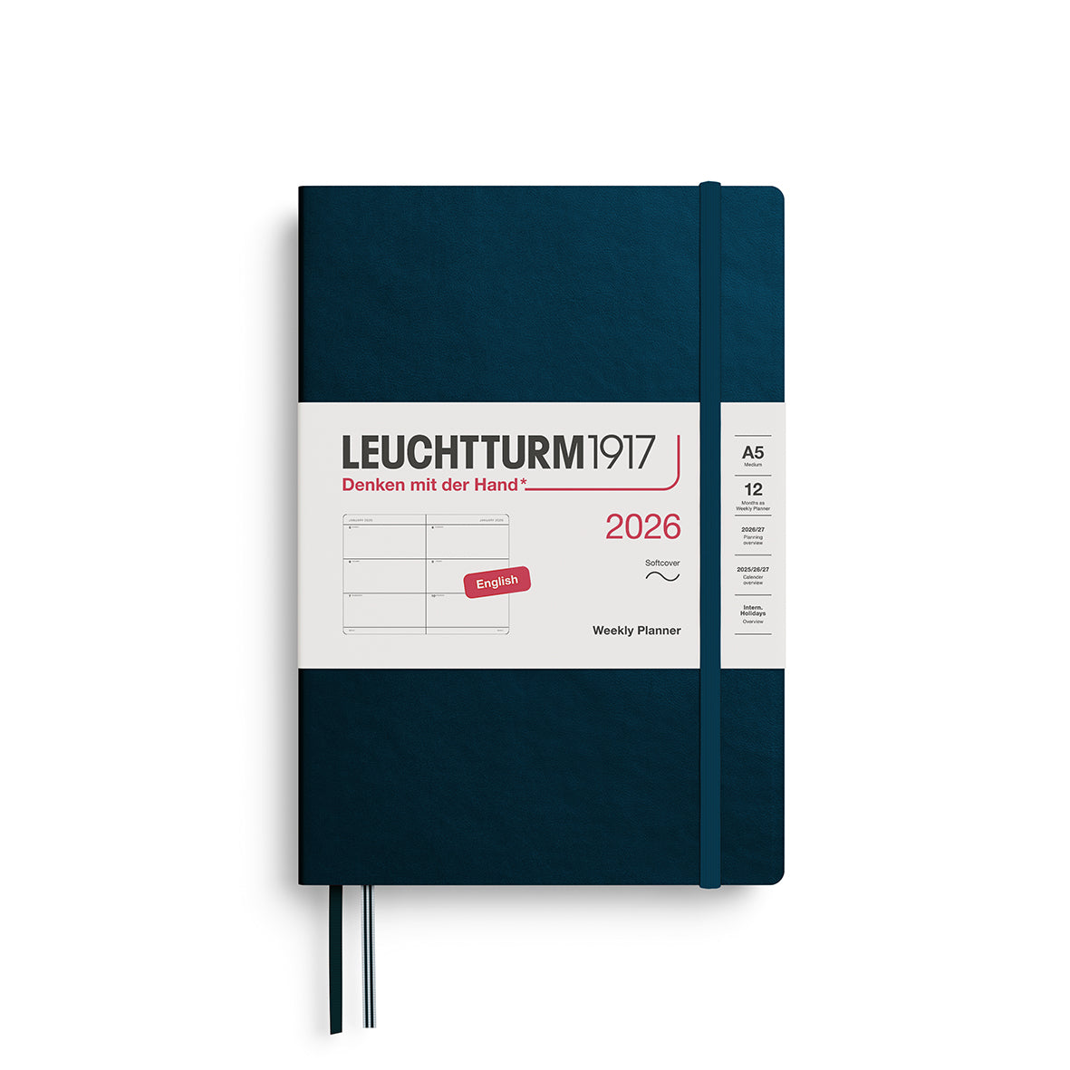 Leuchtturm1917 2026 A5 Medium Softcover Weekly Planner - Deep Sea