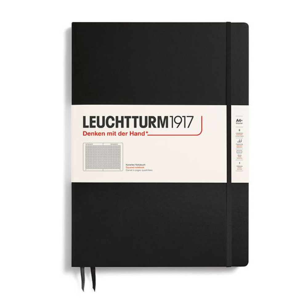 Leuchtturm1917 Master Slim A4  Hardcover Squared Notebook - Black