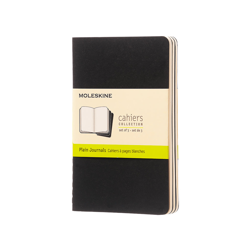 Moleskine Pocket Softcover Cahier Plain Journal - Black (Set of 3)