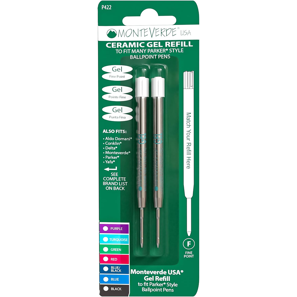 Parker Capless Gel Refill by Monteverde USA - Turquoise Fine (2 ea)