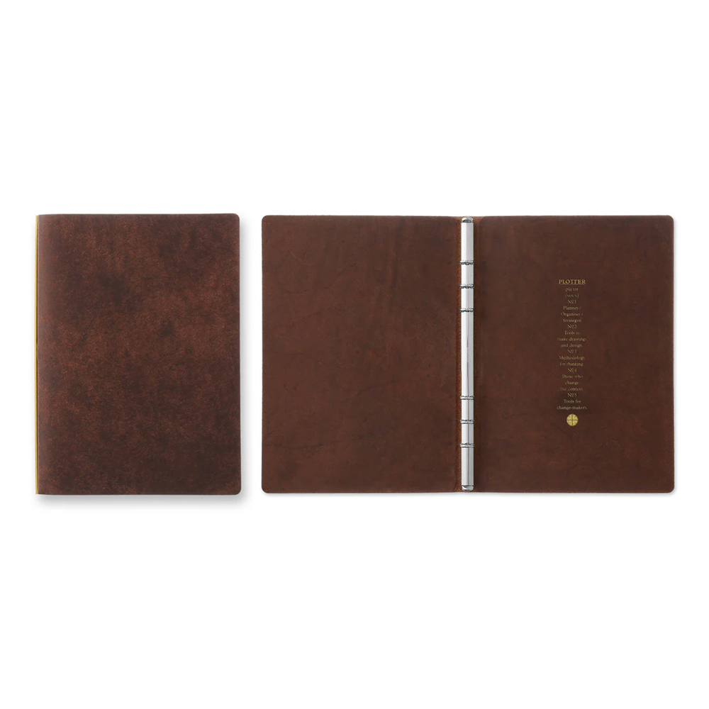 PLOTTER A5 Size Pueblo 6-Ring Leather Binder - Brown