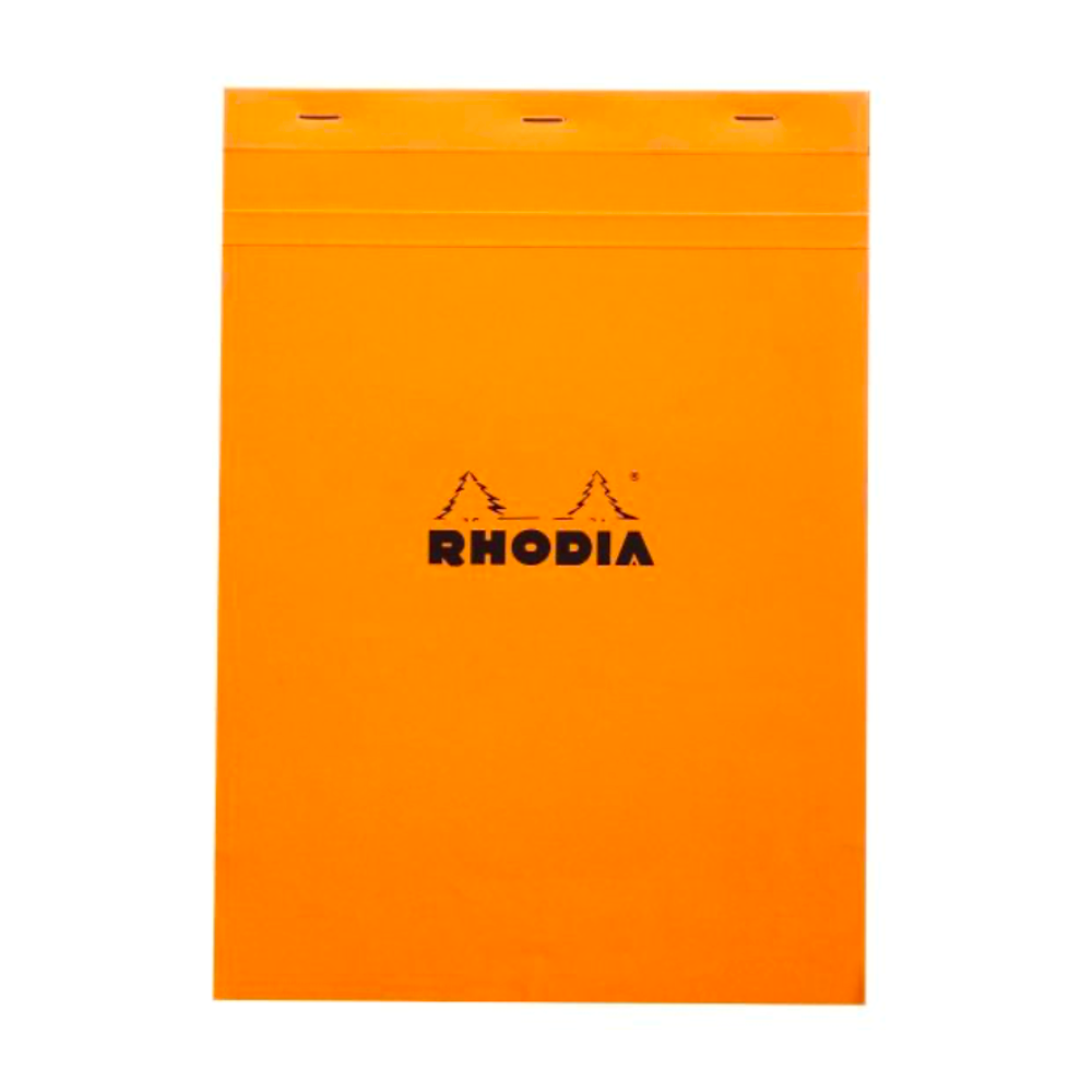 Rhodia #19 Top Staplebound A4  Lined with Margin Notepad - Orange