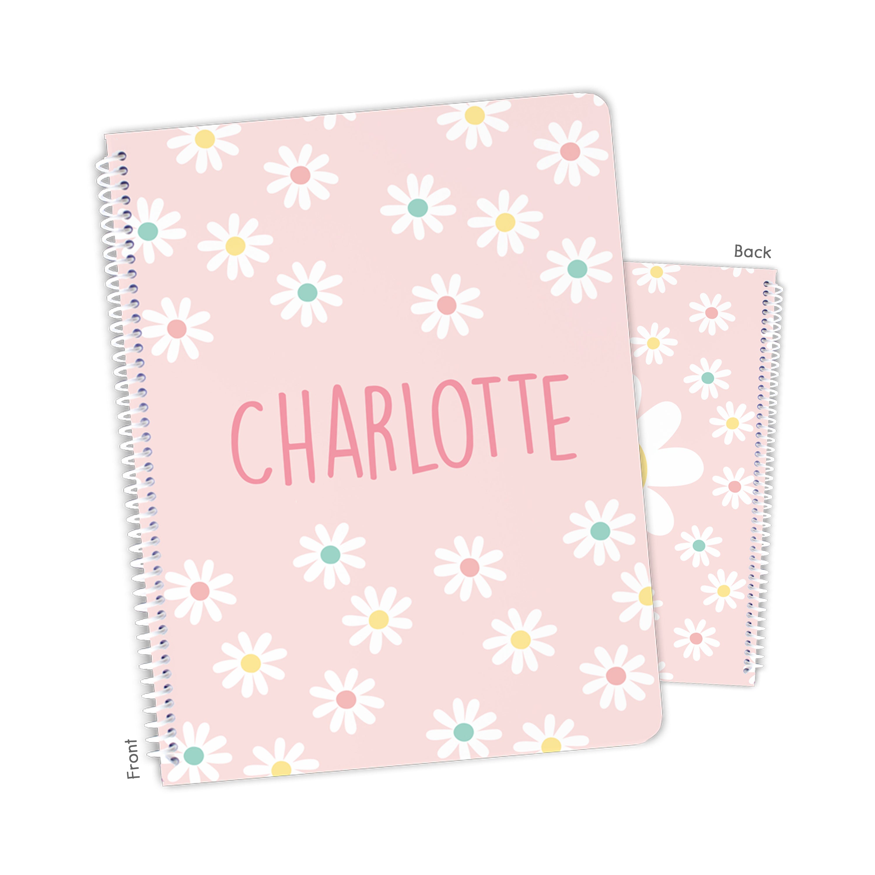 Happy Daisy Flowers Personalized Custom Notebook or Sketchbook  School Office SuppliesNotebook (wide ruled, lined pages)