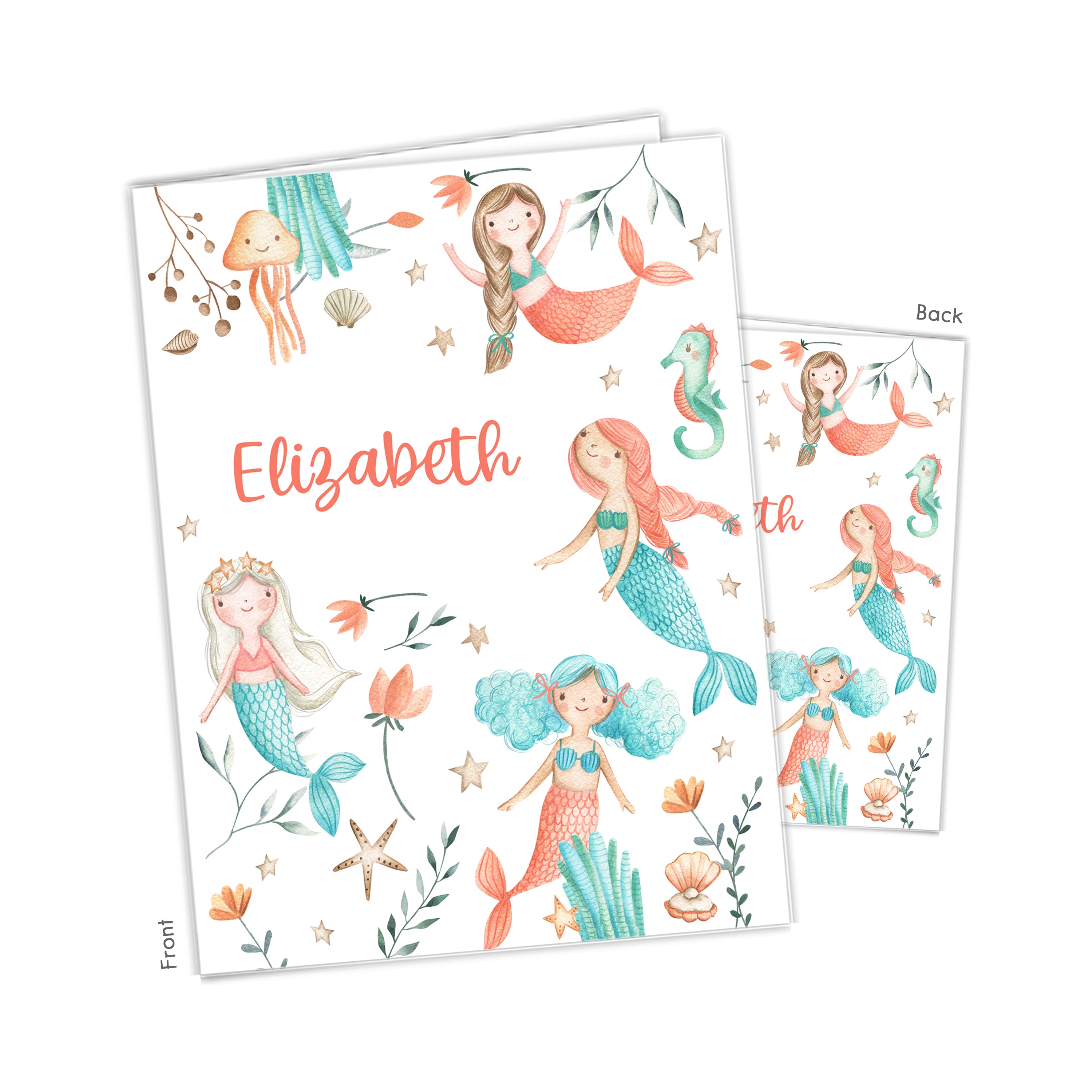 Mermaid Personalized Custom 2-Pocket Folder  School Office Supplies1 - 2Pocket Folder