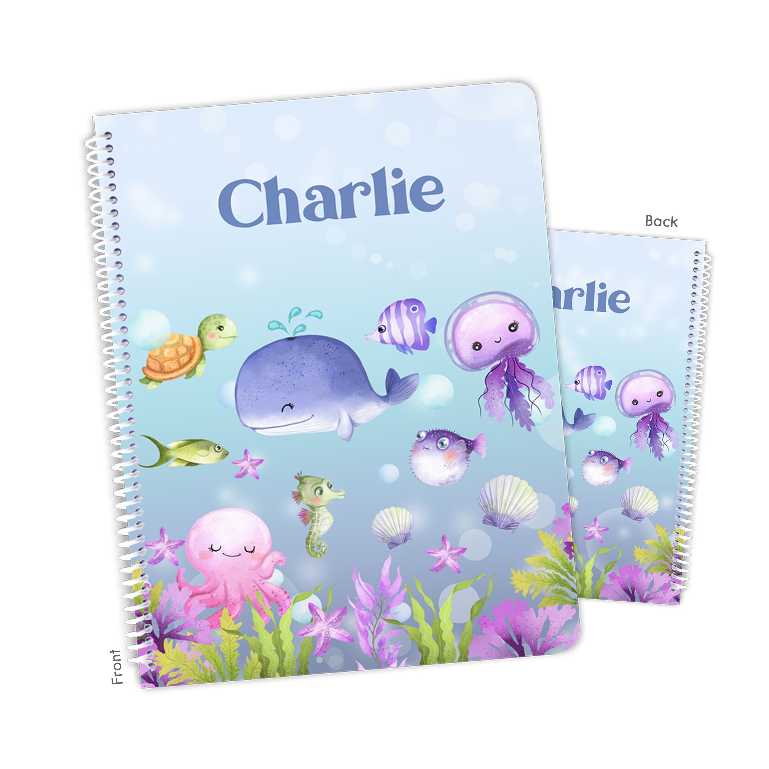Ocean Fish Personalized Custom Notebook or Sketchbook  School Office SuppliesNotebook (wide ruled, lined pages)