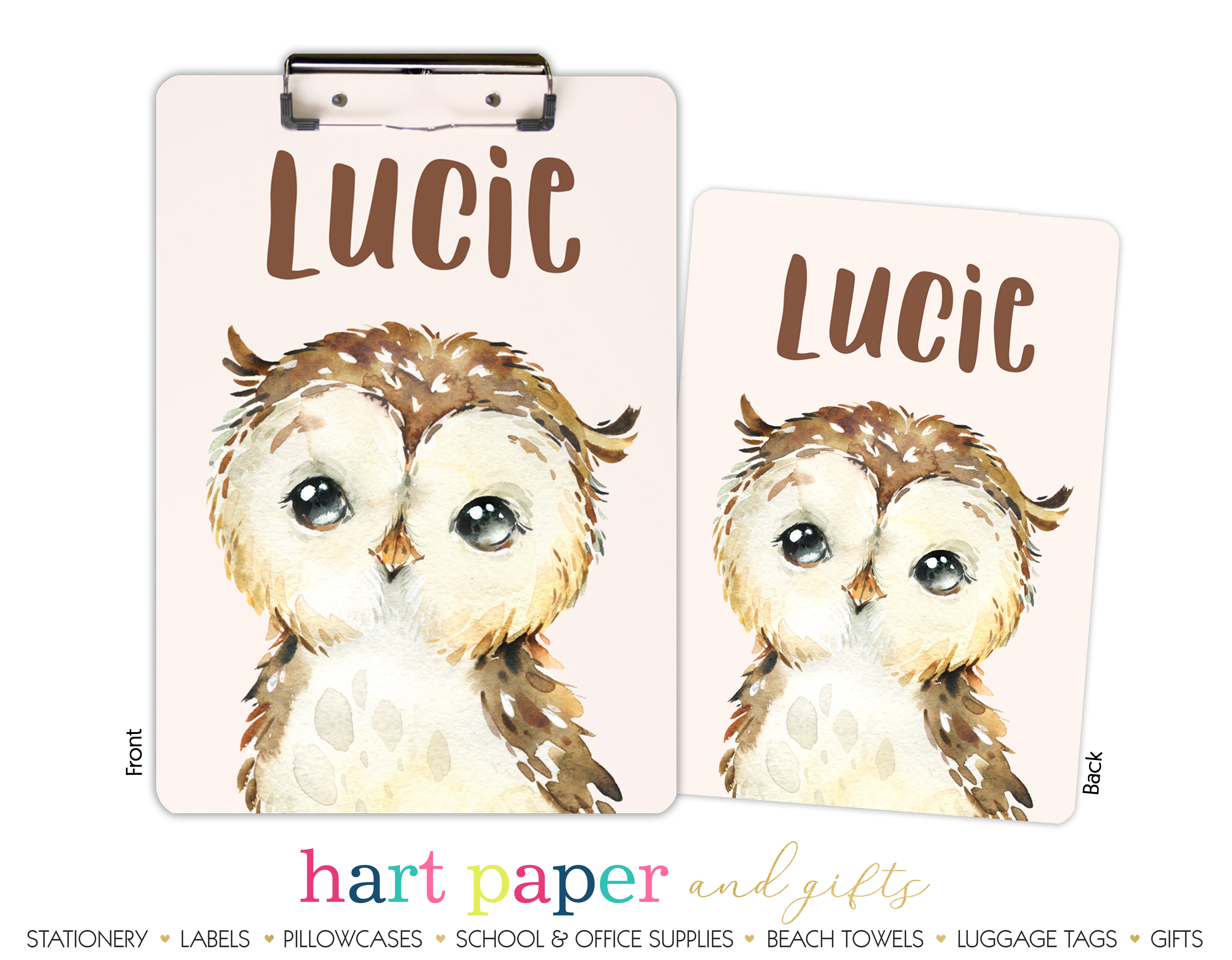 Owl Personalized Custom Clipboard  School Office Supplies2 Sided Clipboard - Printing on Both Sides