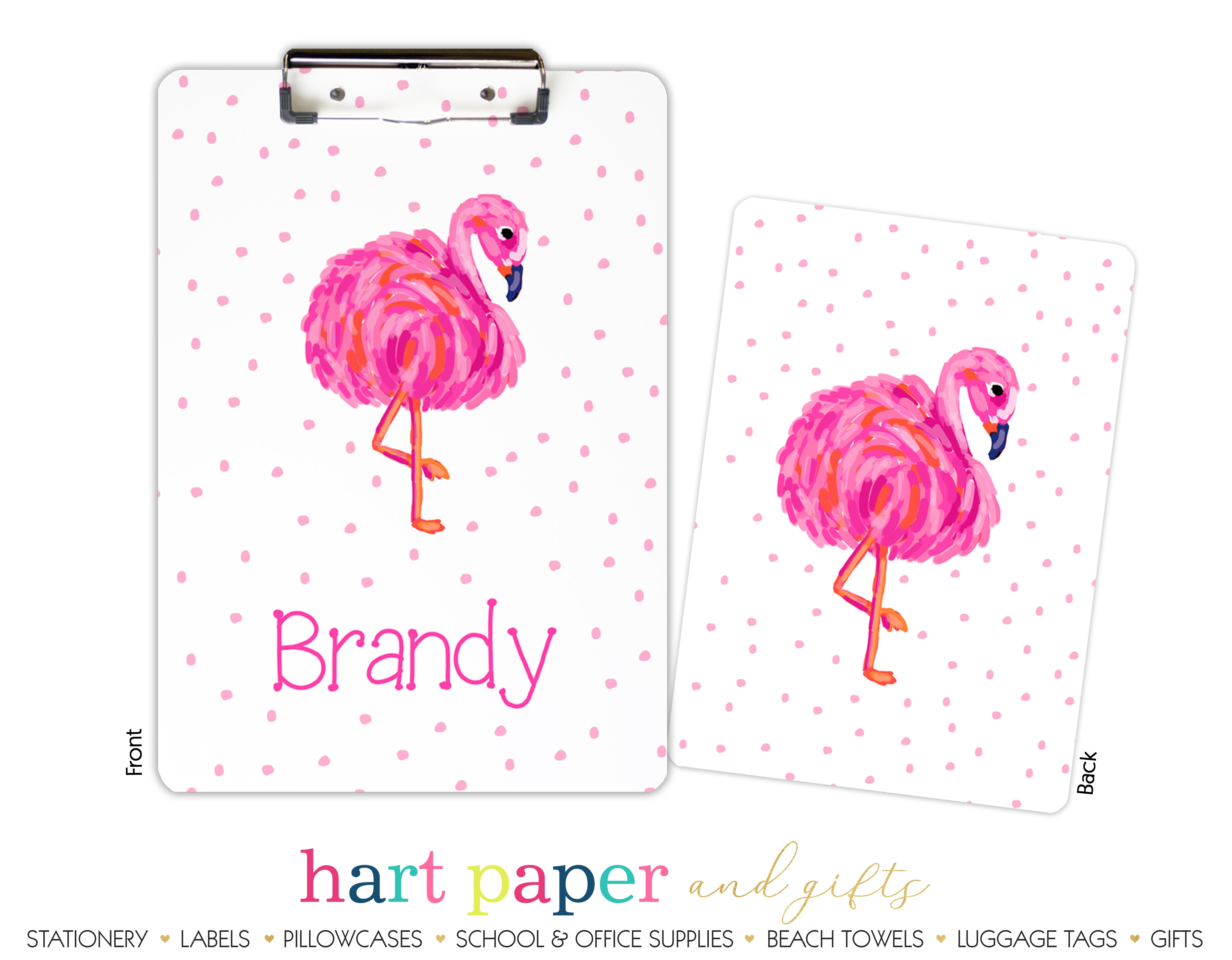 Pink Flamingo Personalized Custom Clipboard  School Office Supplies2 Sided Clipboard - Printing on Both Sides